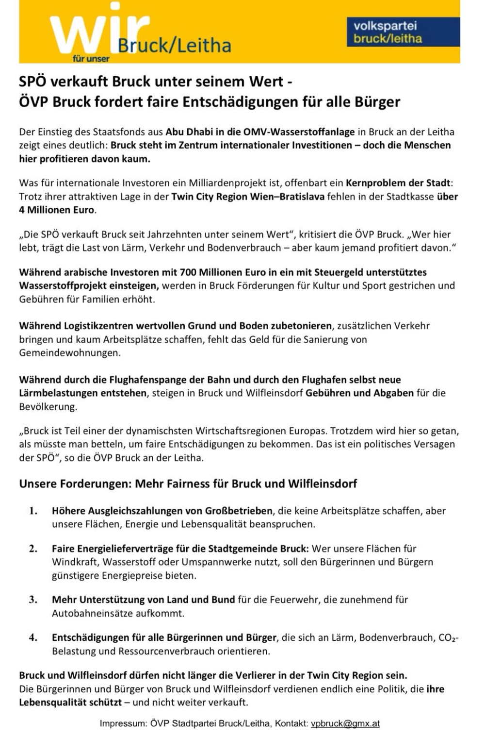 SPÖ verkauft Bruck unter seinem Wert -