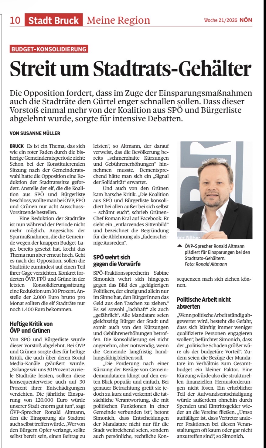 Koalition verweigert Solidarität: SPÖ und Bürgerliste lehnen Kürzung der Stadtratsbezüge ab