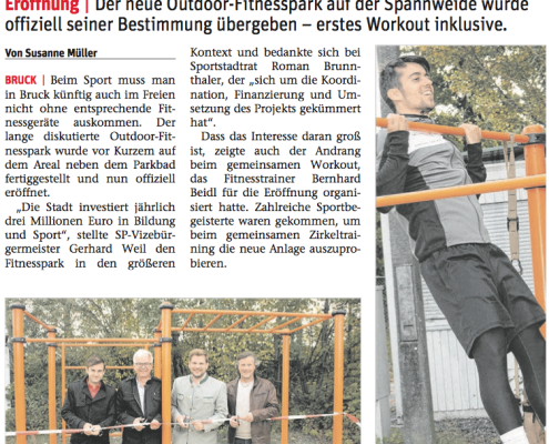 STR Alexander Petznek eröffnete den Outdoor-Fitnesspark auf der Spannweide.