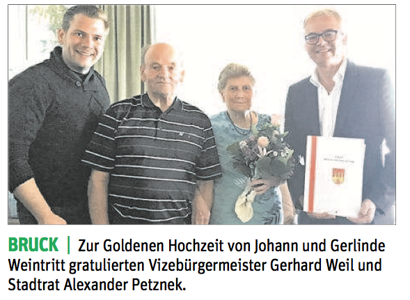 STR Alexander Petznek gratuliert zur goldenen Hochzeit von Familie Weintritt.