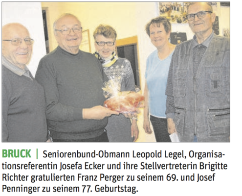Seniorenbund-Obmann Leopold Legel gratulierte den Jubilaren.